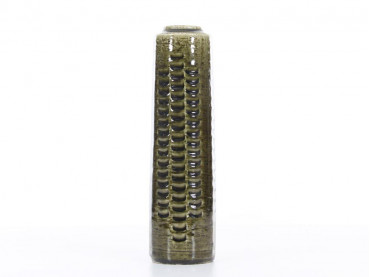 Mid-Century Modern ceramic long green vase by Per and Annelise Linnemann Schmidt for Palshus