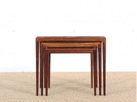 Mid-Century  modern  nesting tables in Rio rosewood by Johannes Andersen