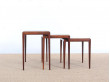 Mid-Century  modern  nesting tables in Rio rosewood by Johannes Andersen