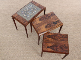 Mid-Century  modern  nesting tables in Rio rosewood by Johannes Andersen