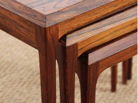 Mid-Century  modern  nesting tables in Rio rosewood by Johannes Andersen