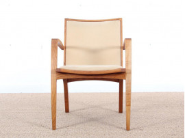 Mid-Century  modern  pair of arm chairs in teak and alcantara by Jacob Berg