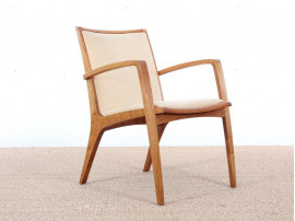 Mid-Century  modern  pair of arm chairs in teak and alcantara by Jacob Berg