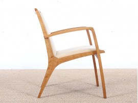 Mid-Century  modern  pair of arm chairs in teak and alcantara by Jacob Berg