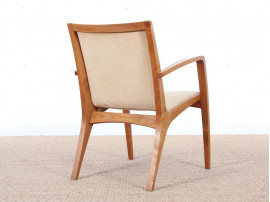 Mid-Century  modern  pair of arm chairs in teak and alcantara by Jacob Berg