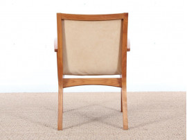 Mid-Century  modern  pair of arm chairs in teak and alcantara by Jacob Berg