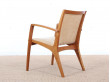 Mid-Century  modern  pair of arm chairs in teak and alcantara by Jacob Berg