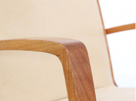 Mid-Century  modern  pair of arm chairs in teak and alcantara by Jacob Berg