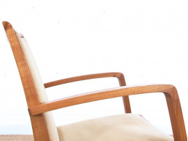 Mid-Century  modern  pair of arm chairs in teak and alcantara by Jacob Berg