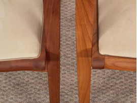 Mid-Century  modern  pair of arm chairs in teak and alcantara by Jacob Berg