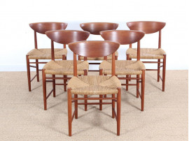 Mid-Century Modern Danish set of6 chairs in teck model 316 by Hvidt & Mølgaard Nielsen