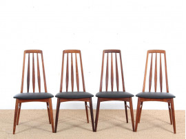 Mid-Century Modern Danish set of 4 chairs in Rio rosewood model Eva by Niels Kofoed 