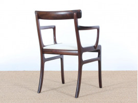 Mid-Century Modern Danish pair of armchairs in mahogany model Rungstelund by Ole Wanscher.