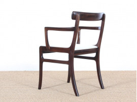 Mid-Century Modern Danish pair of armchairs in mahogany model Rungstelund by Ole Wanscher.