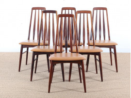 Mid-Century Modern Danish set of 6 chairs in Rio rosewood model Eva by Niels Kofoed 