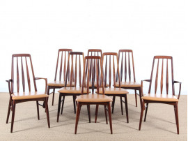 Mid-Century Modern Danish set of 6 chairs in Rio rosewood model Eva by Niels Kofoed 