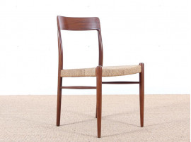 Mid-Century Modern Danish set of 4 chairs in teak and cord