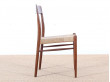 Mid-Century Modern Danish set of 4 chairs in teak and cord