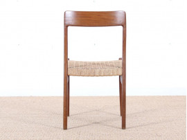 Mid-Century Modern Danish set of 4 chairs in teak and cord