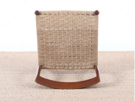 Suite de 4 chaises scandinaves en teck et cordage