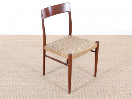 Mid-Century Modern Danish set of 4 chairs in teak and cord