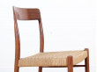 Suite de 4 chaises scandinaves en teck et cordage