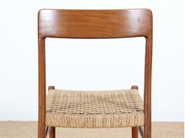 Mid-Century Modern Danish set of 4 chairs in teak and cord