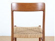 Mid-Century Modern Danish set of 4 chairs in teak and cord