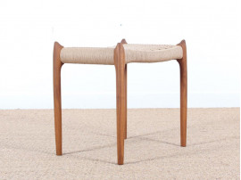 Tabouret scandinave en teck et corde modèle 78 A, nouvelle édition.