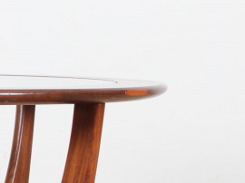 Table basse scandinave ronde en teck  en et verre