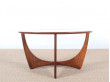 Table basse scandinave ronde en teck  en et verre