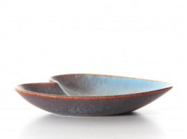 Rorstrand AXA Brown & Blue Matte Haresfur Glaze bowl by Gunnar Nylund