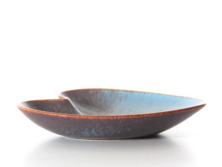 Rorstrand AXA Brown & Blue Matte Haresfur Glaze bowl by Gunnar Nylund