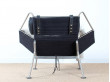 Lounge chair Flag Halyard PP 225 by Hans Wegner, steel base, black rope. New edition