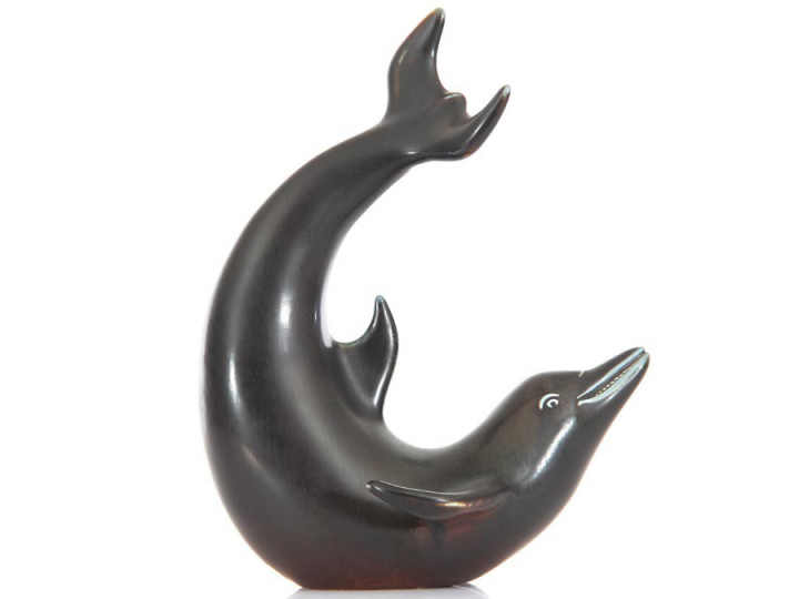 Mid-Century Modern ceramic dolphin by Gunnar Nylund