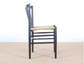 Mid-Century Modern danish set of 4 chairs in black laquered beech, model 80 by Jørgen Bækmark. New realese