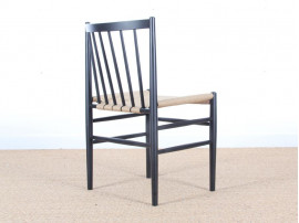 Mid-Century Modern danish set of 4 chairs in black laquered beech, model 80 by Jørgen Bækmark. New realese