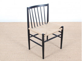 Mid-Century Modern danish set of 4 chairs in black laquered beech, model 80 by Jørgen Bækmark. New realese