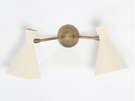 Mid century modern pair of white Diabolo wall lamp.