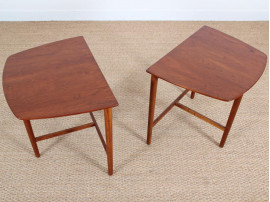 Mid-Century danish solid teak pair of side tables