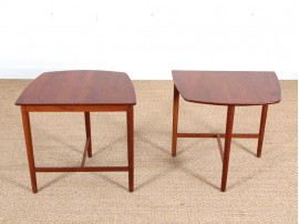 Mid-Century danish solid teak pair of side tables