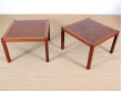 Mid-Century  modern pair of coffee table in teak by Rolf Middelboe & Gorm Lindum