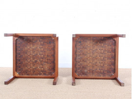 Mid-Century  modern pair of coffee table in teak by Rolf Middelboe & Gorm Lindum