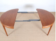 Table de repas scandinave ronde en teck extensible 4/10 pers.