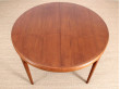 Table de repas scandinave ronde en teck extensible 4/10 pers.