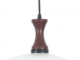 Mid-Century Modern scandinavian pendant lamp in teak and opal