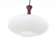 Mid-Century Modern scandinavian pendant lamp in teak and opal