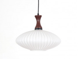 Mid-Century Modern scandinavian pendant lamp in teak and opal