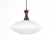 Mid-Century Modern scandinavian pendant lamp in teak and opal