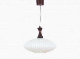 Mid-Century Modern scandinavian pendant lamp in teak and opal